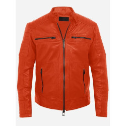 Get the Zip up for Men Brown Leather Bomber Jacket
