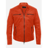 Get the Zip up for Men Brown Leather Bomber Jacket